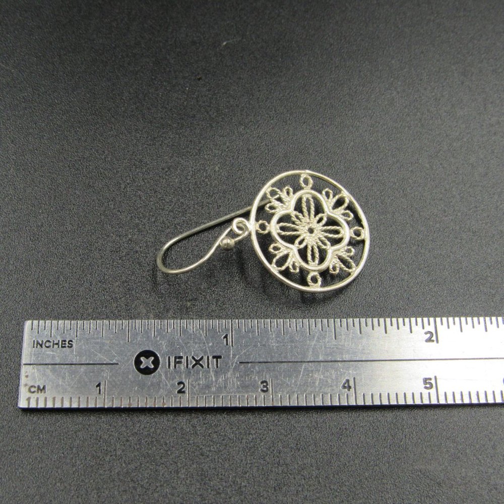 Sterling Silver Braided Ornate Pattern Dangle Ear… - image 6